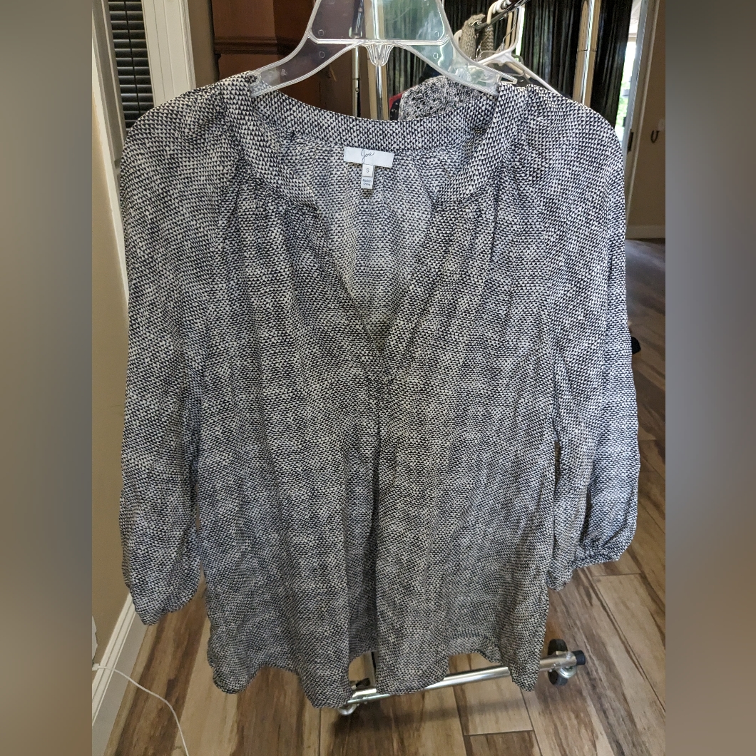 Joie 100% Silk Black And White Blouse
